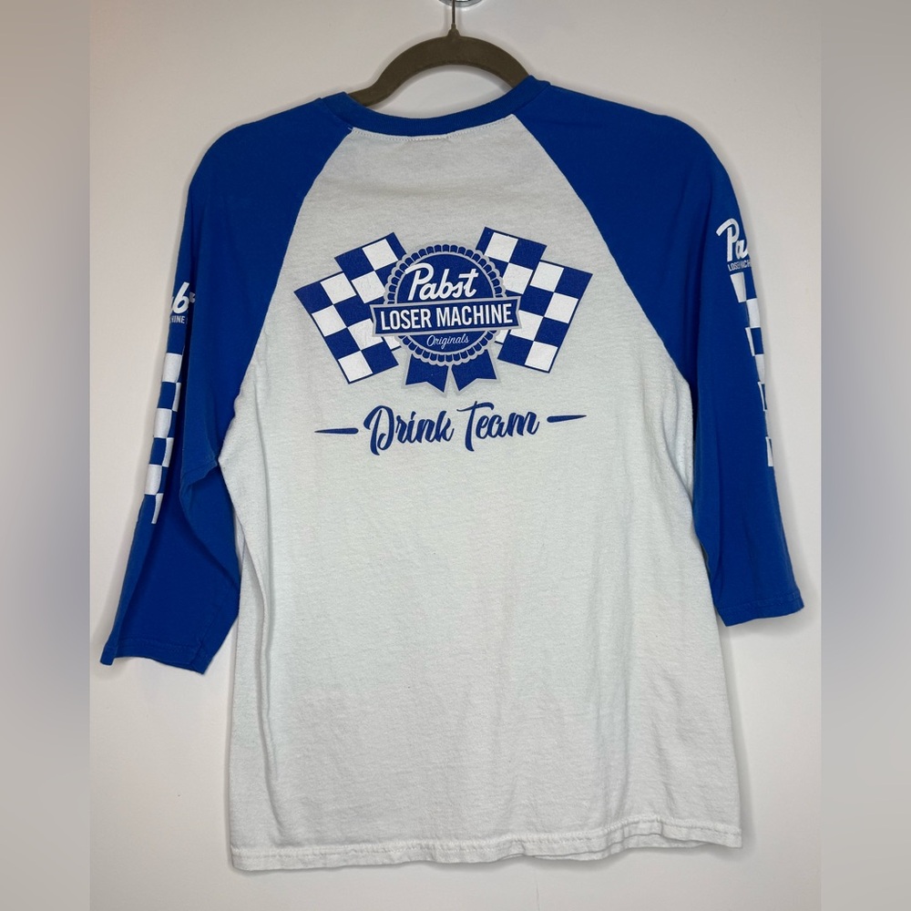 Loser Machine x Pabst Blue Ribbon Tee Beer Punk Biker Graphic Baseball Shirt S